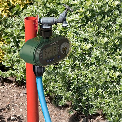 Gideon Dual Digital Valve Water Hose Irrigation Sprinkler Controller System with Automatic Timer Battery Powered 